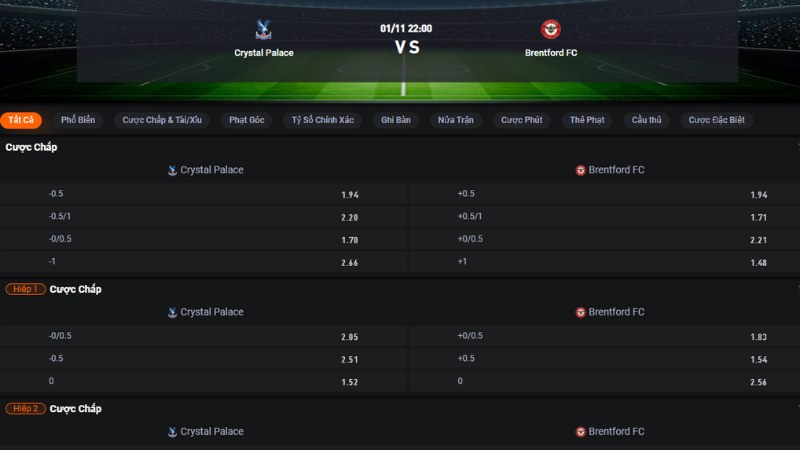 Crystal Palace vs Brentford